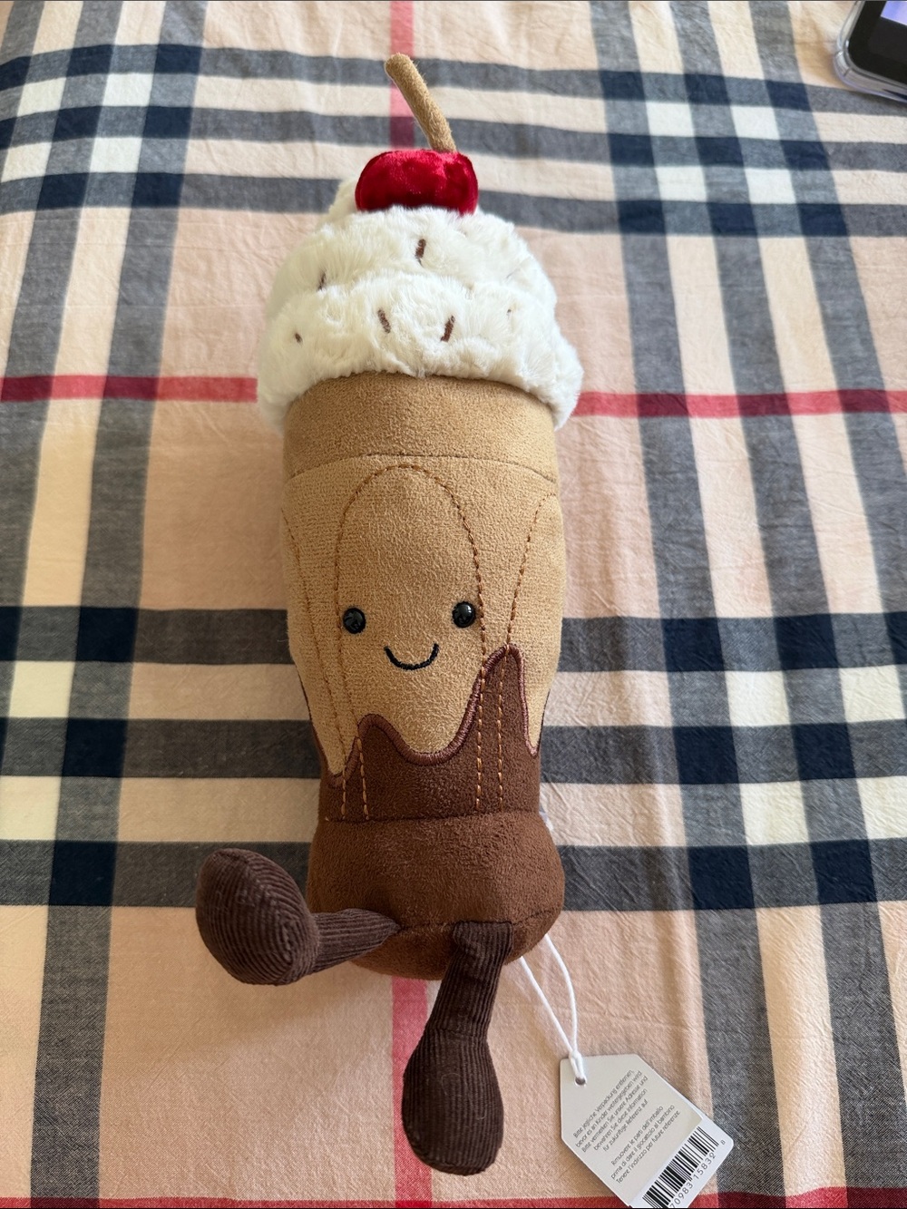 Jellycat Plush Coffee Float Accent - Cream, Brown & Red